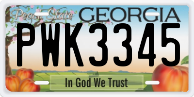 GA license plate PWK3345