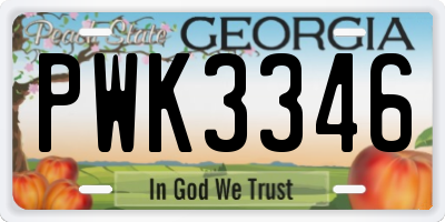 GA license plate PWK3346