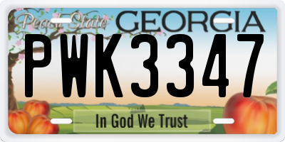 GA license plate PWK3347