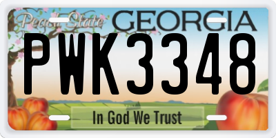 GA license plate PWK3348