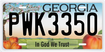 GA license plate PWK3350