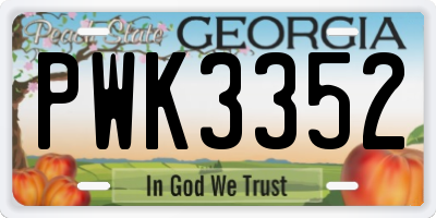 GA license plate PWK3352