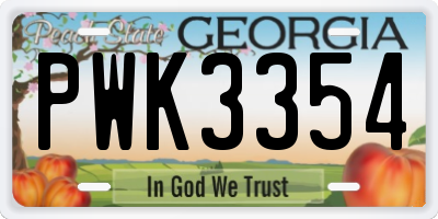 GA license plate PWK3354