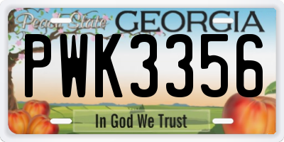 GA license plate PWK3356