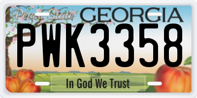 GA license plate PWK3358