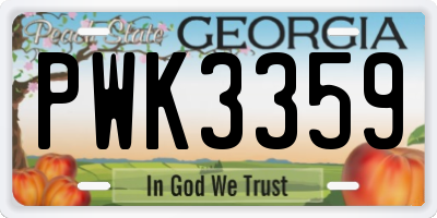 GA license plate PWK3359
