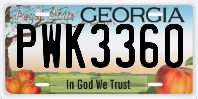 GA license plate PWK3360