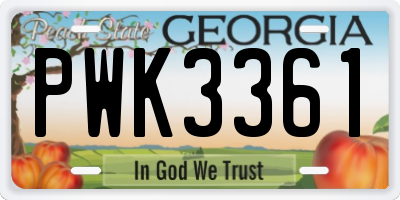 GA license plate PWK3361