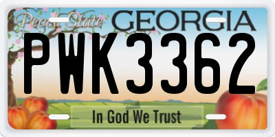 GA license plate PWK3362