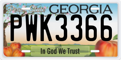 GA license plate PWK3366