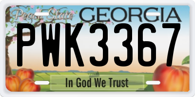 GA license plate PWK3367