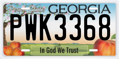 GA license plate PWK3368