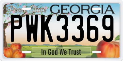GA license plate PWK3369