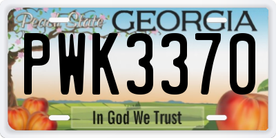 GA license plate PWK3370