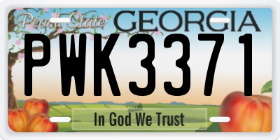 GA license plate PWK3371