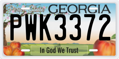 GA license plate PWK3372