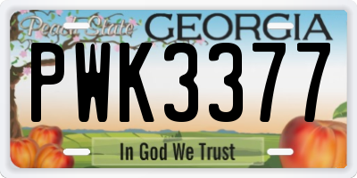 GA license plate PWK3377
