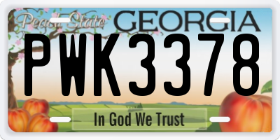 GA license plate PWK3378