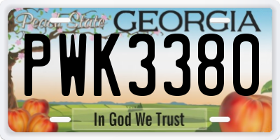 GA license plate PWK3380