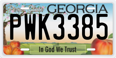 GA license plate PWK3385