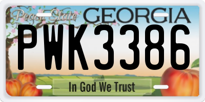 GA license plate PWK3386