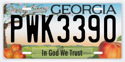 GA license plate PWK3390