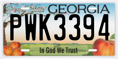 GA license plate PWK3394