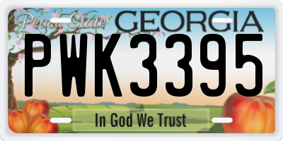 GA license plate PWK3395