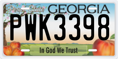 GA license plate PWK3398