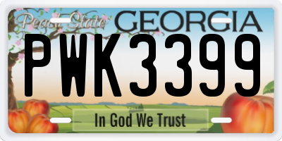 GA license plate PWK3399