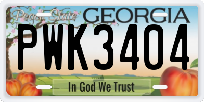 GA license plate PWK3404