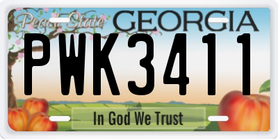 GA license plate PWK3411