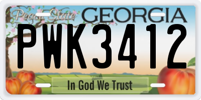 GA license plate PWK3412