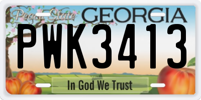 GA license plate PWK3413