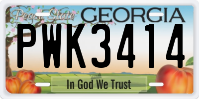 GA license plate PWK3414