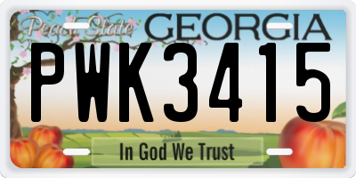 GA license plate PWK3415