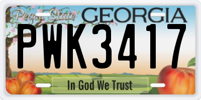 GA license plate PWK3417