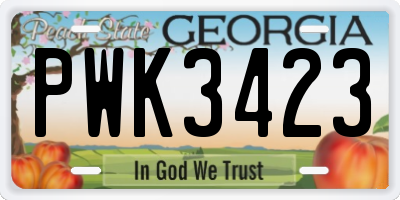 GA license plate PWK3423