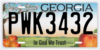 GA license plate PWK3432