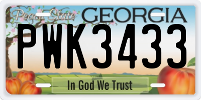 GA license plate PWK3433