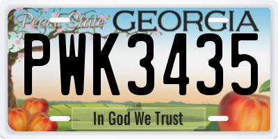 GA license plate PWK3435