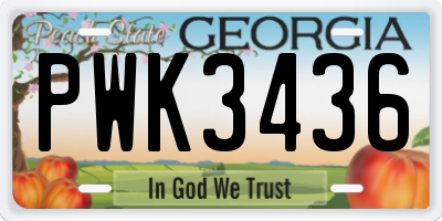 GA license plate PWK3436