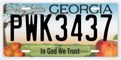 GA license plate PWK3437