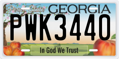 GA license plate PWK3440