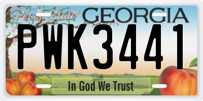GA license plate PWK3441