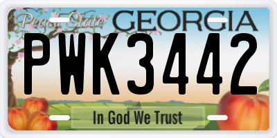 GA license plate PWK3442