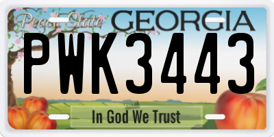 GA license plate PWK3443