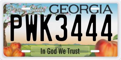 GA license plate PWK3444