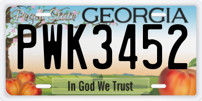 GA license plate PWK3452