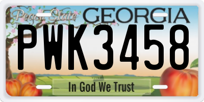 GA license plate PWK3458